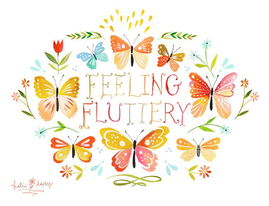 Feeling Fluttery Butterfly Print Wall Art Watercolor Etsy