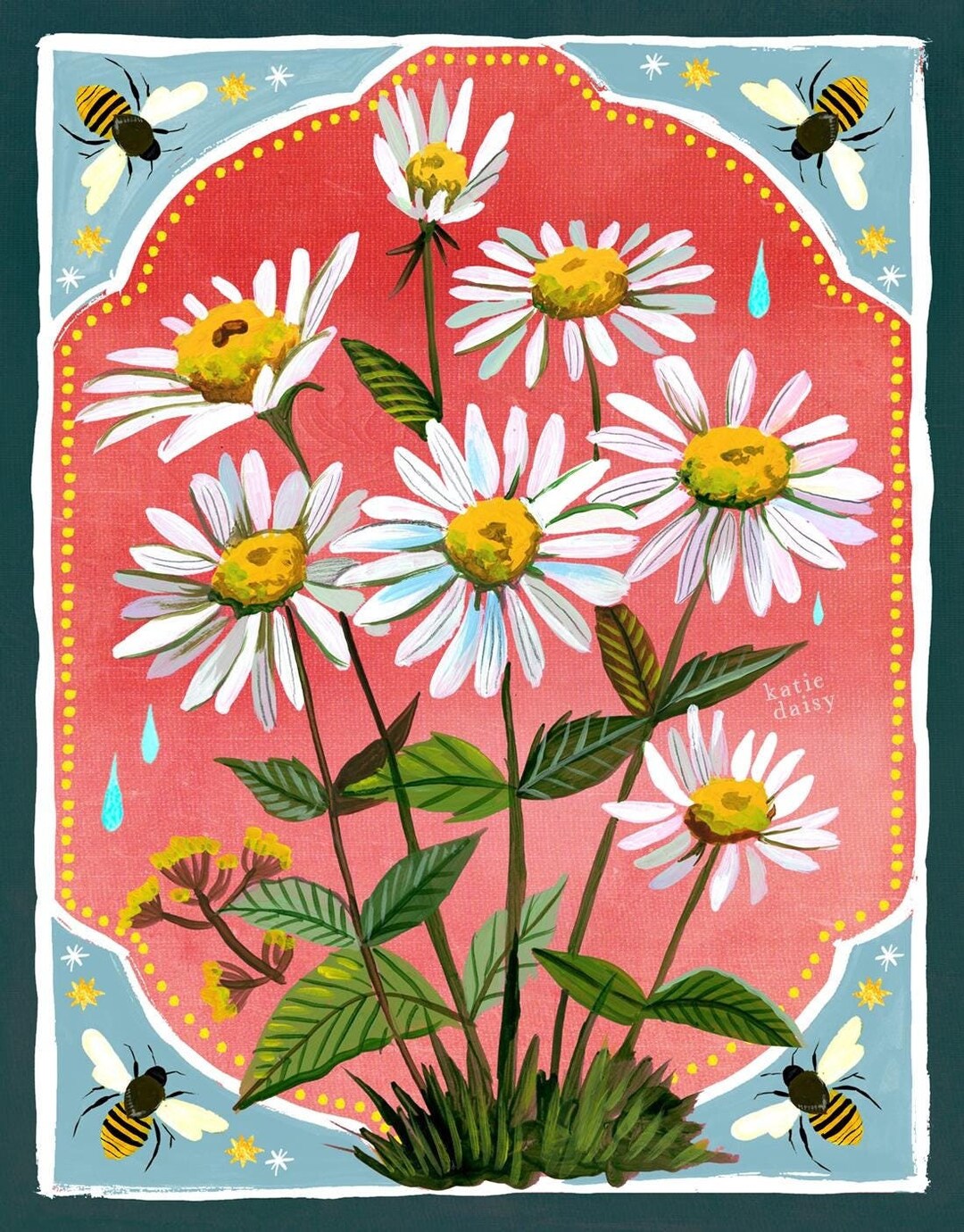 Daisies | Floral Wall Art | Katie Daisy | 8x10 | 11x14 - Etsy