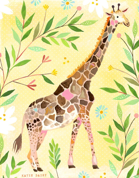 Giraffe paper print | Nursery Decor | Safari Animals | Katie Daisy