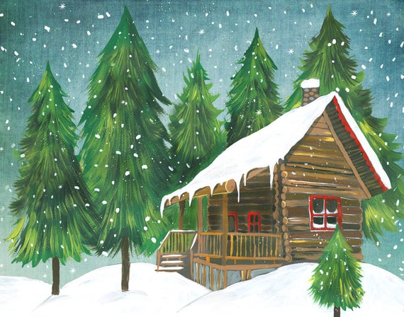 Winter Cabin print
