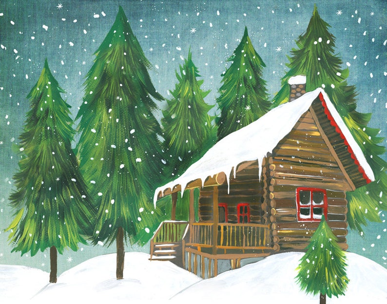 Winter Cabin print image 1