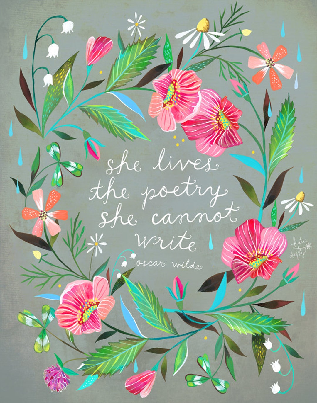 Poetry | Watercolor and Acrylic Painting | Floral Border | Oscar