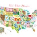 US State Flowers | Educational Wall Art | Watercolor Geography | Flower Chart 