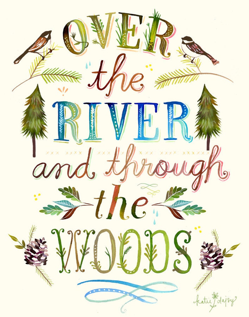 Over The River and Through The Woods Print by Katie Daisy image 1