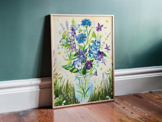 Violet Bouquet | Wildflower Art Print | Floral Wall Art | Katie Daisy | 8x10 | 11x14