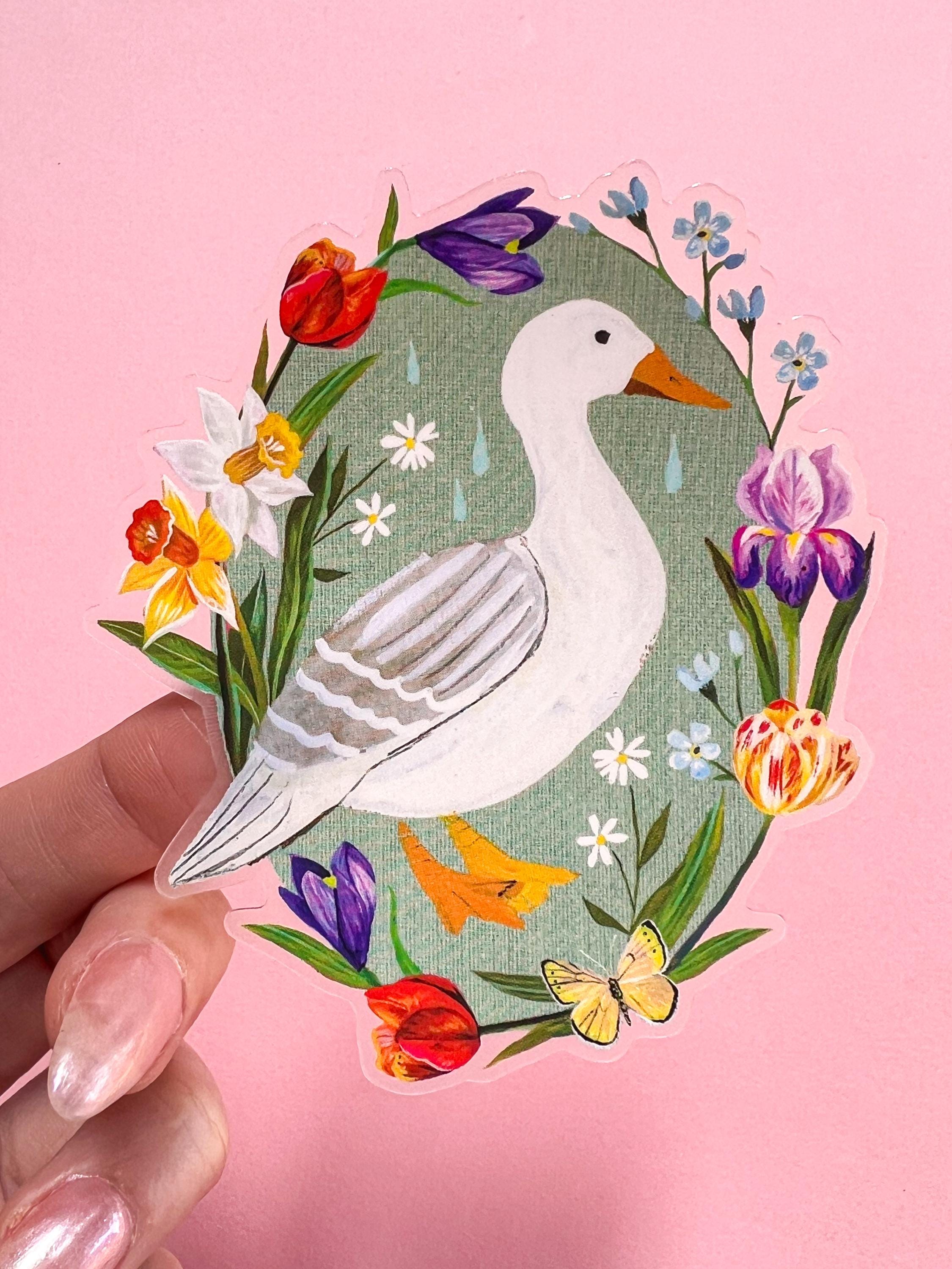 Spring Duck Clear Matte Sticker - Etsy