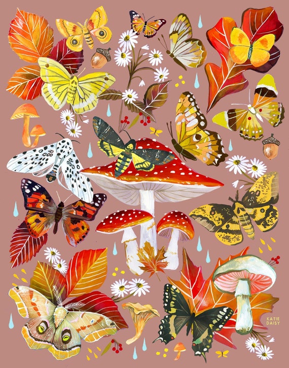 Autumn Flutter Art Print  | Fall Wall art | Watercolor Art  |  8x10 | 11x14