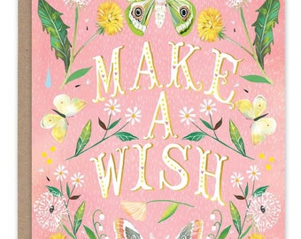 Make A Wish | Katie Daisy | Gold Foil Greeting Card