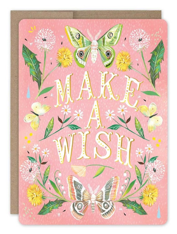 Make A Wish | Katie Daisy | Gold Foil Greeting Card