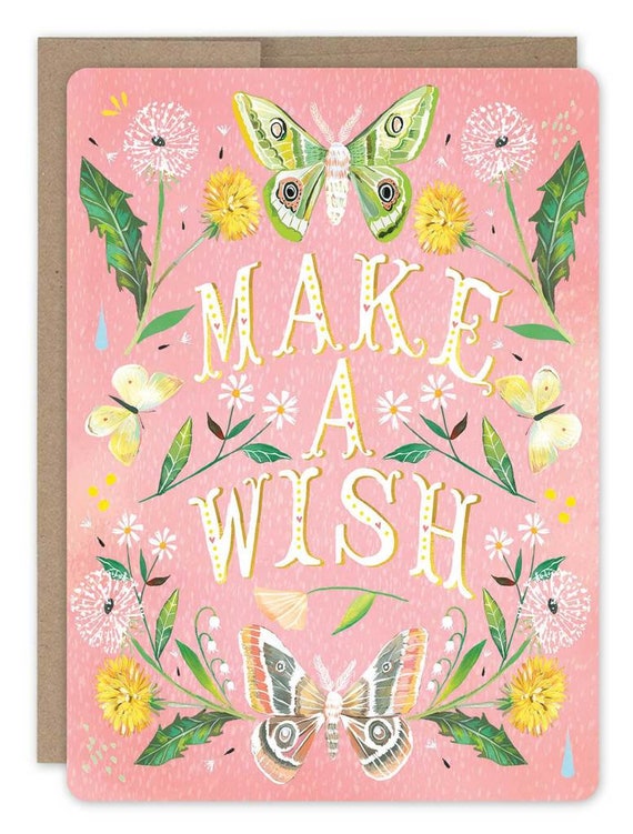 Make A Wish | Katie Daisy | Gold Foil Greeting Card