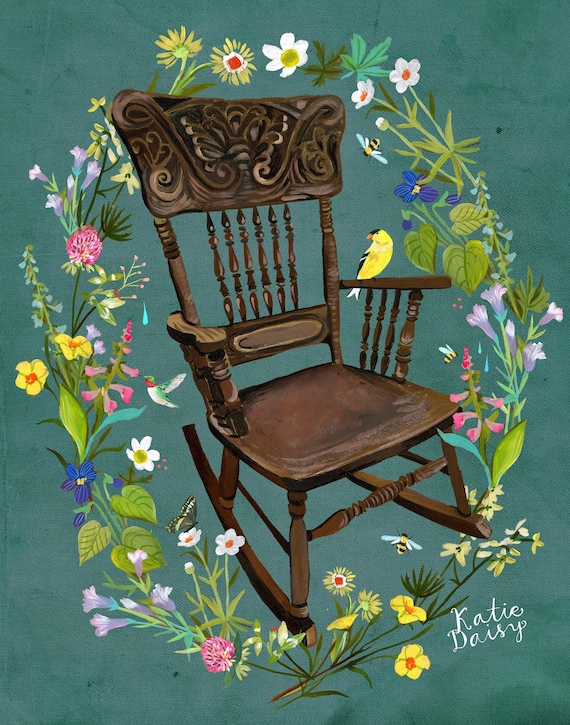 Rocking Chair Art Print | Rustic Wall Art | Farmhouse Painting | Katie Daisy | 8x10 | 11x14