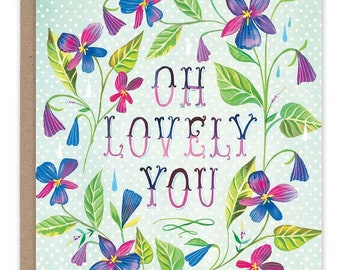 Lovely You | Katie Daisy | Glitter Card