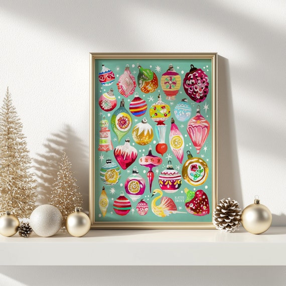 Vintage Ornaments | Holiday Wall Art | by Katie Daisy