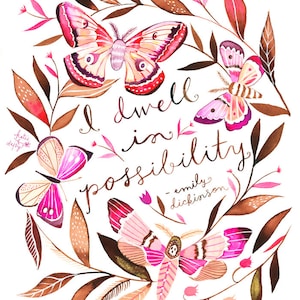 I Dwell in Possibility | Wall Art | Watercolor Painting | Emily Dickinson Quote|  Katie Daisy