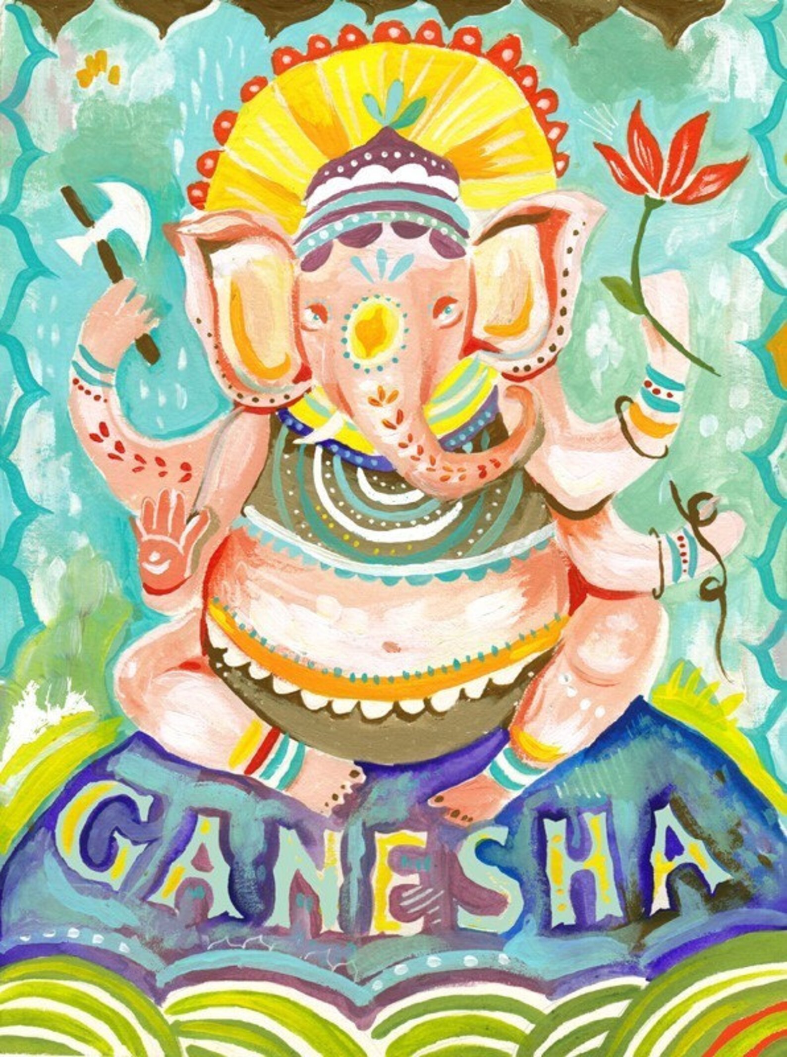 Ganesha Art Print Hindu Wall Art Elephant Deity Etsy UK
