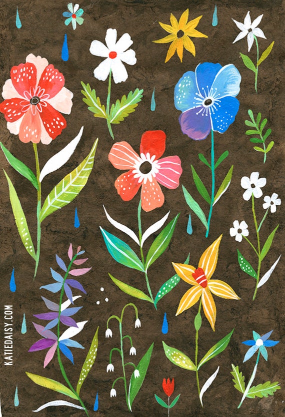 Botanical Poster art print | Katie Daisy Painting
