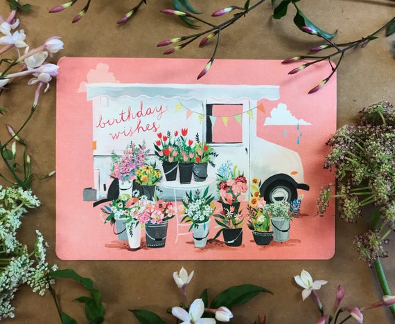 Flower Truck - Greeting Card
