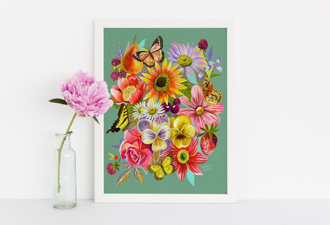 Bright Bouquet | Wildflower Art Print | Floral Wall Art | Katie Daisy ...