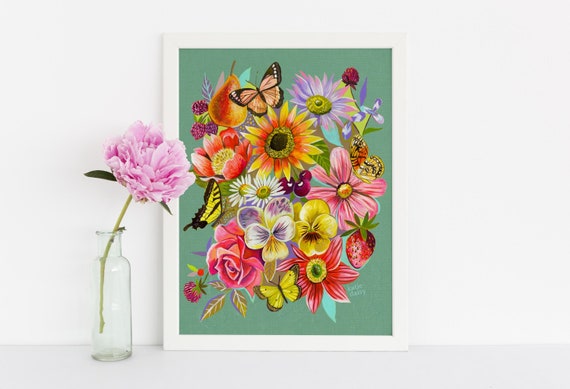 Bright Bouquet | Wildflower Art Print | Floral Wall Art | Katie Daisy | 8x10 | 11x14