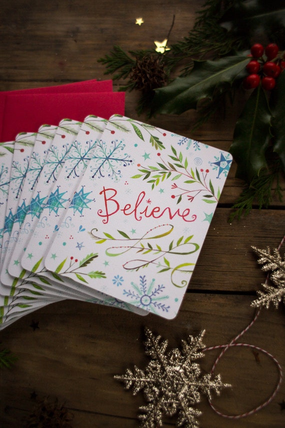 Believe greeting cards | Christmas Cards | Holiday Notecards | Katie Daisy
