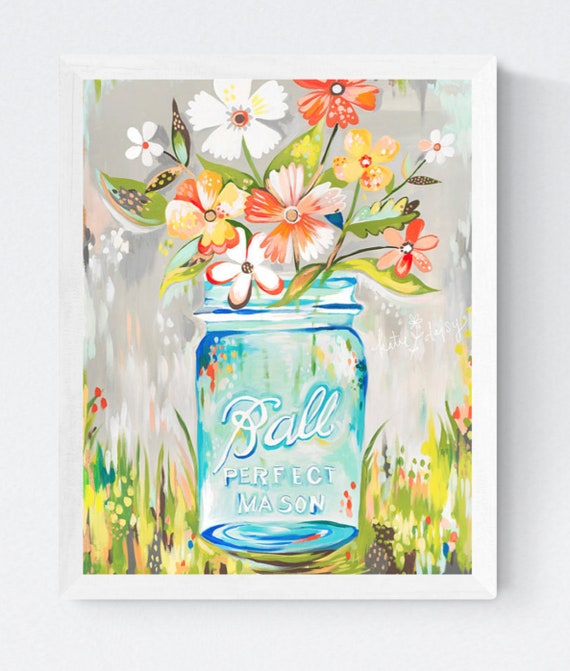 Ball Jar print | Katie Daisy Art | Watercolor Mason Jar | Wall art | 8x10 | 11x14