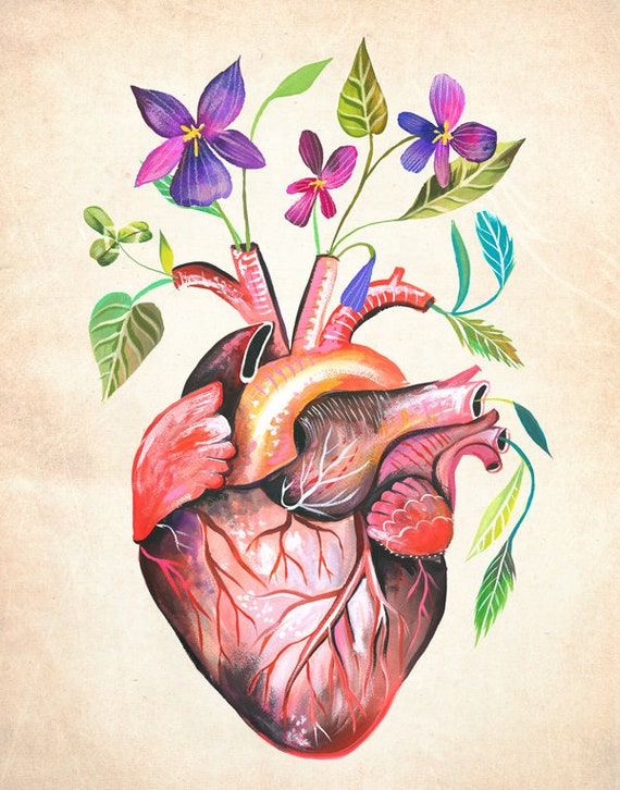 Heart | Art Print | Wall Art | Folk Art| Love Painting | Katie Daisy | 8x10 | 11x14