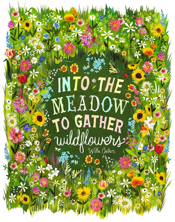 Into The Meadow Art Print | Hand Lettering | Katie Daisy Wall Art