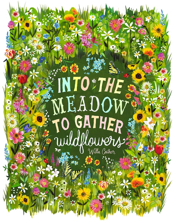 Into The Meadow Art Print | Hand Lettering | Katie Daisy Wall Art