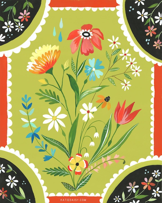 Meadow Flowers paper print | Floral Wall Art Painting