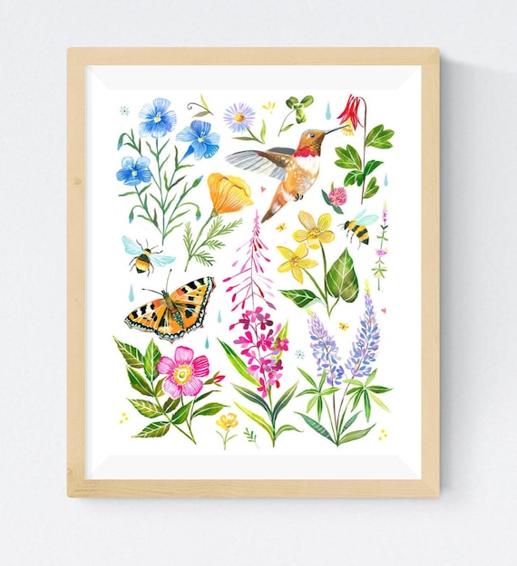 Oregon Garden | Floral Illustration | Wall Art | Katie Daisy | 8x10 | 11x14