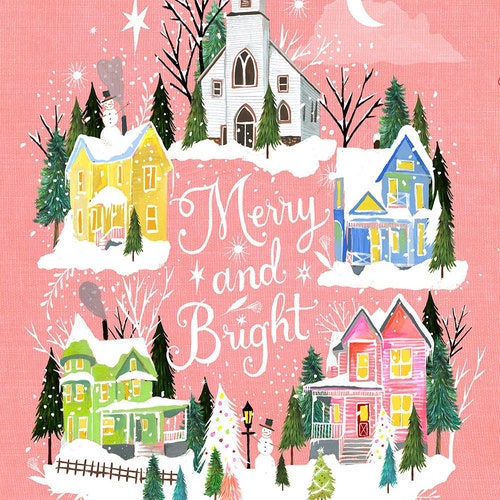 Merry and Bright Village | Holiday Wall Art | by Katie Daisy