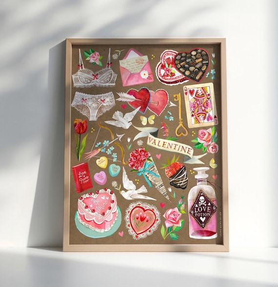 Be My Valentine Art Print | Love Painting | Katie Daisy | 8x10 | 11x14