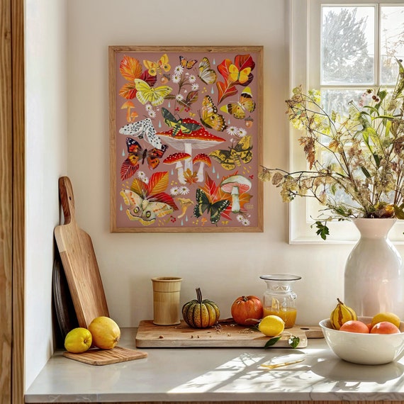 Autumn Flutter Art Print  | Fall Wall art | Watercolor Art  |  8x10 | 11x14
