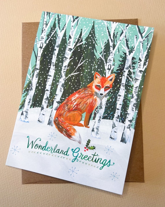 Wonderland Fox Holiday Card