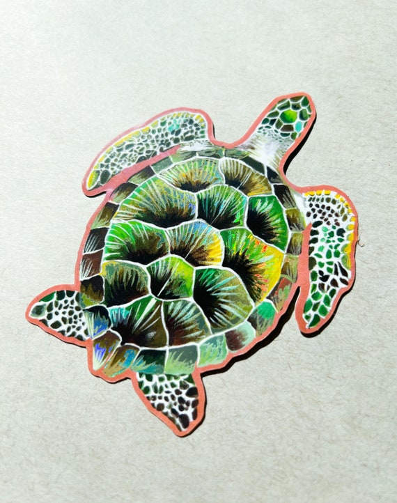 Sea Turtle Sticker with Holographic Accents