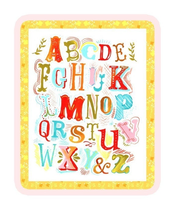 Alphabet with Frame art print | NurseryWall Art | Hand Lettering | watercolor print