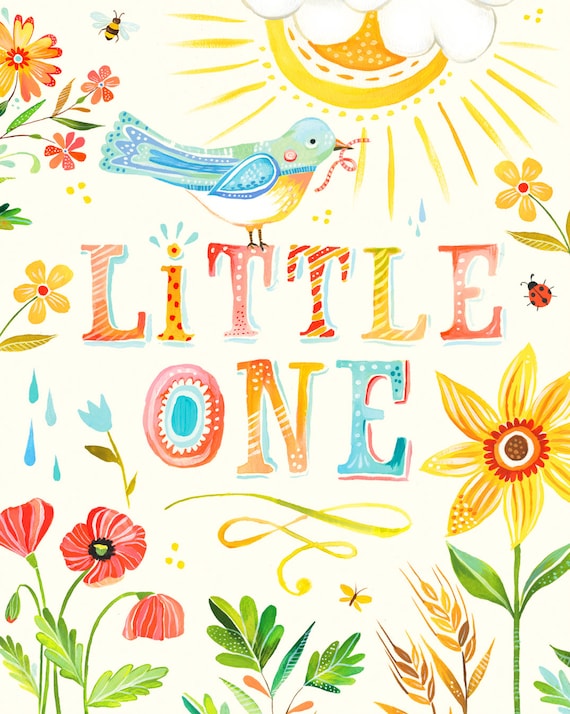 Little One Print | Watercolor Quote | Nursery Wall Art | Lettering | Katie Daisy | 8x10 | 11x14