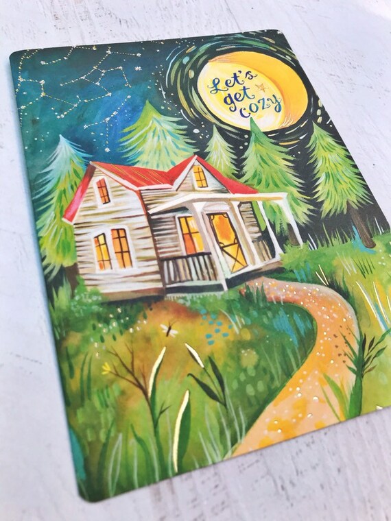 Cozy Cabin Greeting Card Happy Birthday Etsy