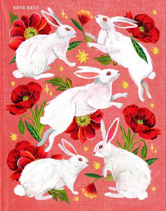 Rabbits | Art Print | Wall Art | Katie Daisy | 8x10 | 11x14