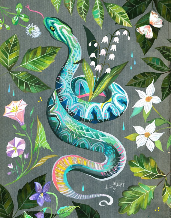 Garden Snake | Art Print | Nature Wall Art | Katie Daisy | 8x10 | 11x14