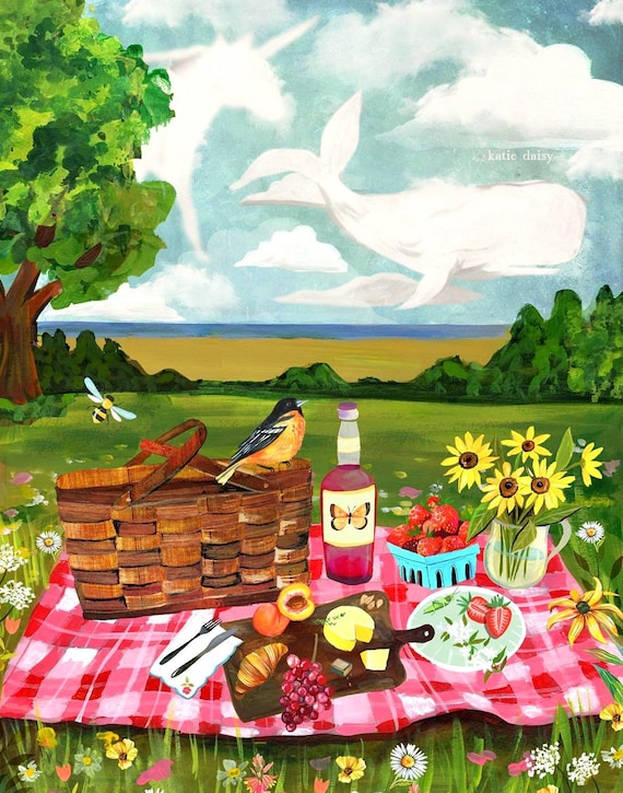 Perfect Day | Summer Illustration | Happy Wall Art | Katie Daisy | 8x10 | 11x14