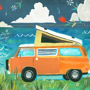 Daytrip | VW Bus | Nature Wall Art | Wanderlust | Katie Daisy | 8x10 | 11x14