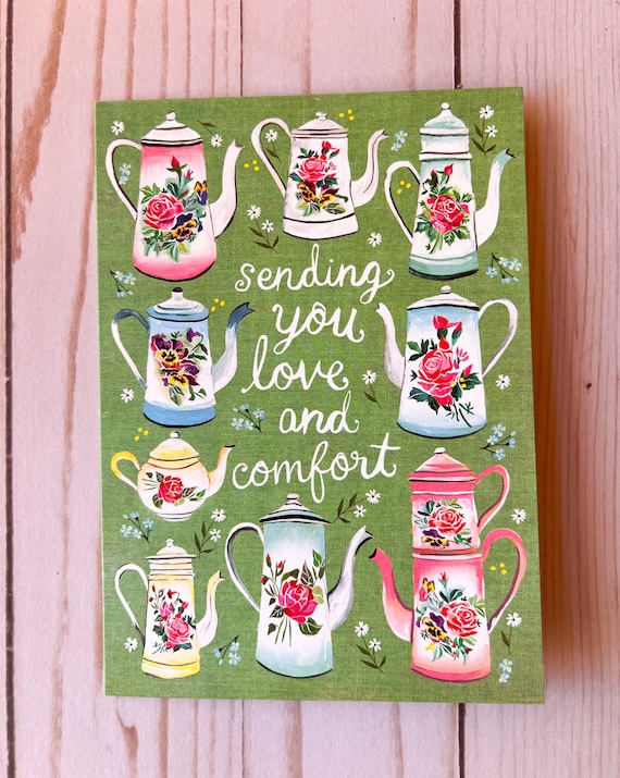 Teapots Get Well Card by Katie Daisy - Whimsical Floral Design, Perfect for Tea Lovers