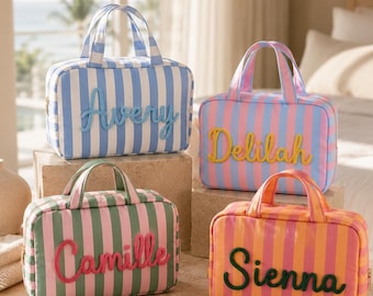 Personalized Expandable Toiletry Bag,Custom Foldable Makeup Bag with Name,Hanging Travel Makeup Bag,Monogram Toiletry Bag,Wedding Gifts