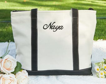 Embroidered Monogram Canvas Tote ,Personalized Gift, Bridesmaid Tote, Custom Tote Bag, Bachelorette Bags, Bachelorette Party Gift