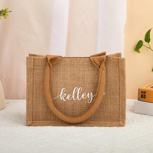Personalized Burlap Tote Bags,Bridesmaid Tote Bag,Wedding,Bachelorette Party Bags, Beach Bag,Monogram Beach Tote Bag