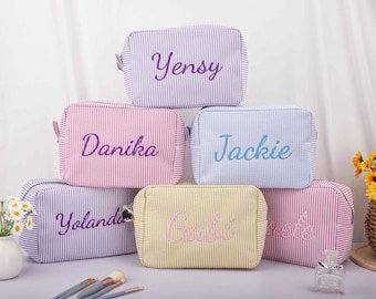 Benutzerdefinierte Hochzeit Make-up Tasche, Brautjungfer Hochzeitsgeschenk, Kosmetiktasche mit Namen, personalisierte Reise Make-up Tasche, Aufbewahrungstasche mit großer Kapazität
