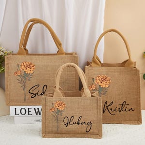 Personalized bridesmaid burlap bags, bridesmaid proposal bags, lettered jute tote bags, bridesmaid gift bags, jute beach tote bags gifts