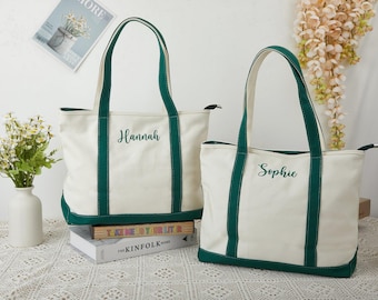 Custom Embroidery Name Tote Bag, Embroidered Canvas Tote Bag, Canvas Bags for Bridal Party Gifts, Girls Trip Gift, Custom Text Tote