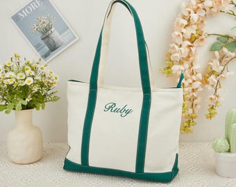 Personalisierte bestickte Brautjungfer Tragetaschen, gestickte Namen Tasche mit Initialen, Strand Tragetaschen, Junggesellinnenabschied Geschenk, Brautjungfer Tasche